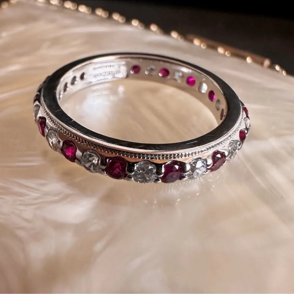 Tacori IV Ruby Eternity Band Ring Epiphany Size 6 simulated Diamonique QVC CZ - Picture 3 of 5